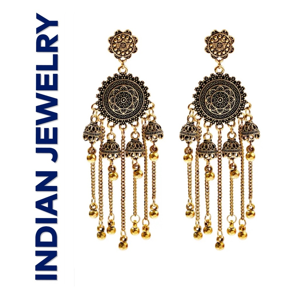 🐘 Indian Long Tassel Statement Earrings
